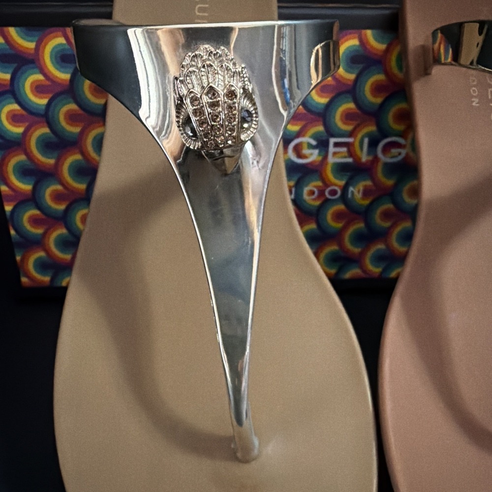 Kurt Geiger London Maddison T-Bar Gold/Bronze Summer Sandals Sz US 6, EU 36 NIB - Picture 8 of 11